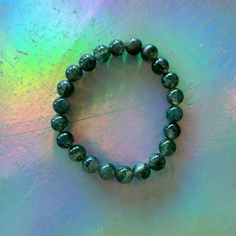💎 Beautiful Moss Agate Crystal Gemstone Beaded Bracelet 💎